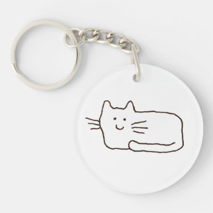 Porte-clefs Dessin au trait de chat de dessin animé