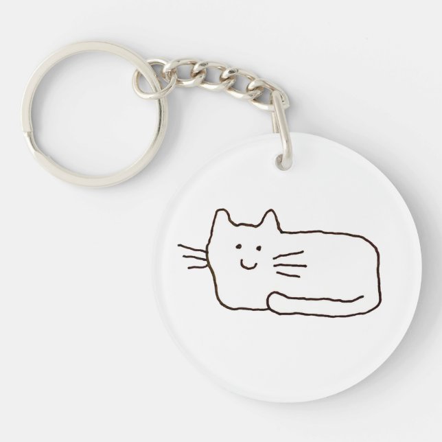 Porte-clefs Dessin au trait de chat de dessin animé  (Devant)