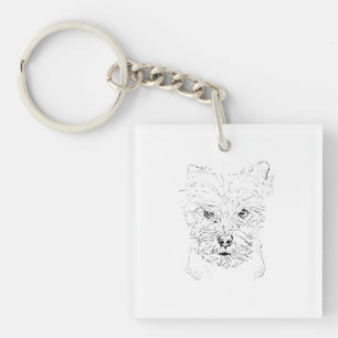 Porte-clefs Dessin au trait minimaliste de Yorkshire Terrier A