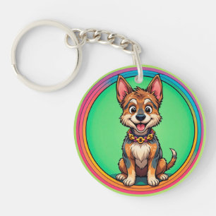 Porte-clefs Dessin coloré Happy Dog