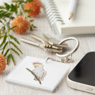 Porte-clefs Dessin d'aquarelle d'un perroquet de cacatoès