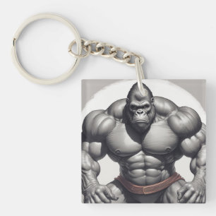 Porte-clefs Dessin d'art pop de Gorilla Bodybuilder