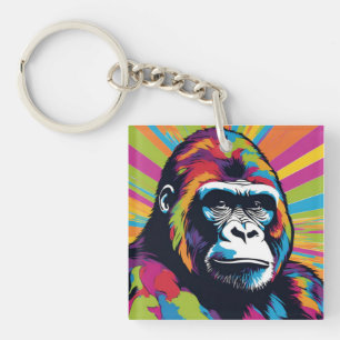 Porte-clefs Dessin de dessin de peinture Gorilla Pop