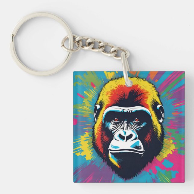 Porte-clefs Dessin de dessin de peinture Gorilla Pop (Devant)