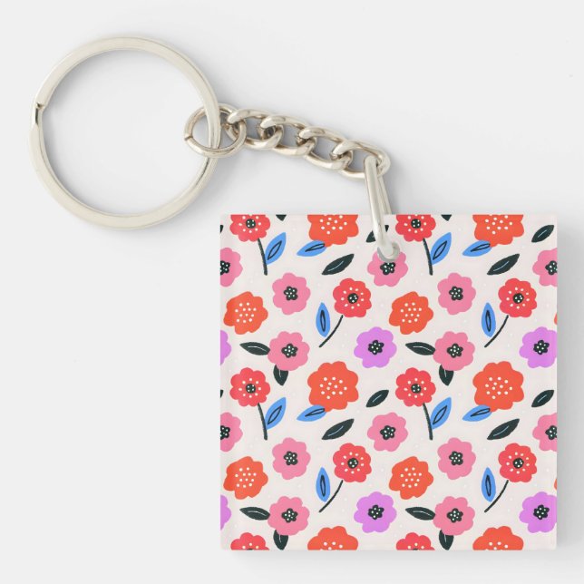 Porte-clefs dessin de fleurs de Han (Devant)