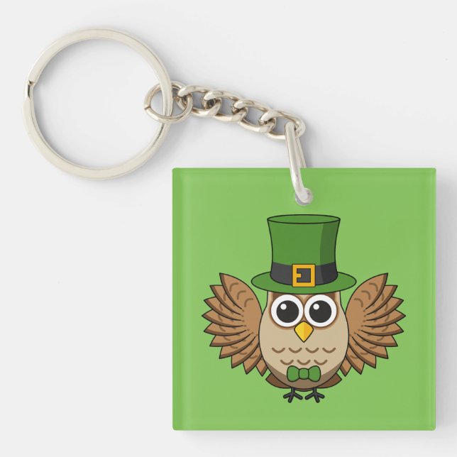 Porte-clefs Dessin de la chouette de la Saint Patrick (Devant)