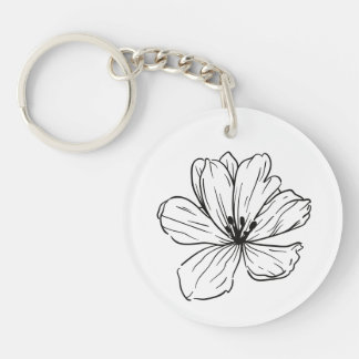 Porte-clefs Dessin de ligne florale classique