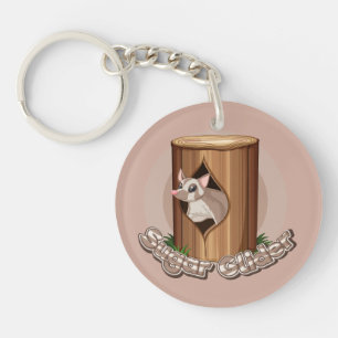 Porte-clefs Dessin de log de Sugar Glider mignon