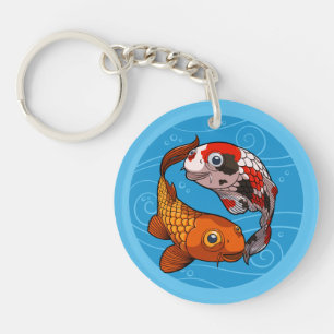 Porte-clefs Dessin de poisson Yin Yang Carpe Koi original
