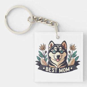 Porte-clefs Dessin de Whimson Siberian Husky Chig Maman