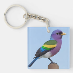 Porte-clefs 🌿 Dessin d'oiseau perché pour un style inspiré de