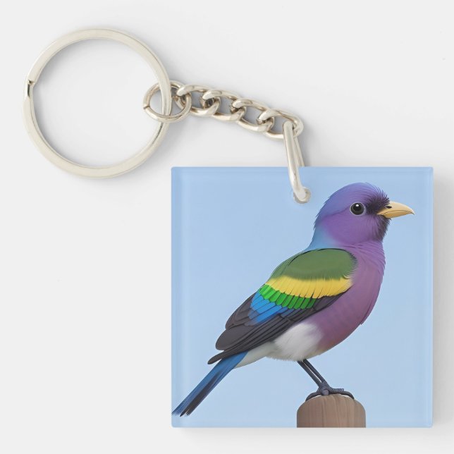 Porte-clefs 🌿 Dessin d'oiseau perché pour un style inspiré de (Devant)