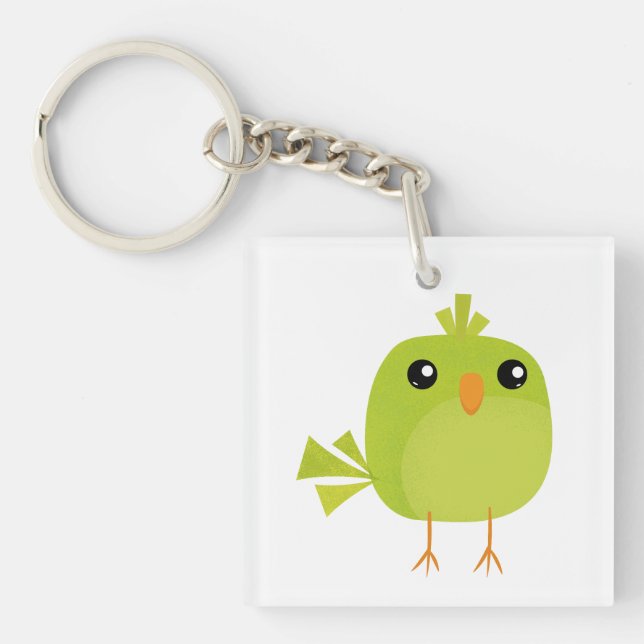 Porte-clefs Dessin d'oiseau vert (Devant)