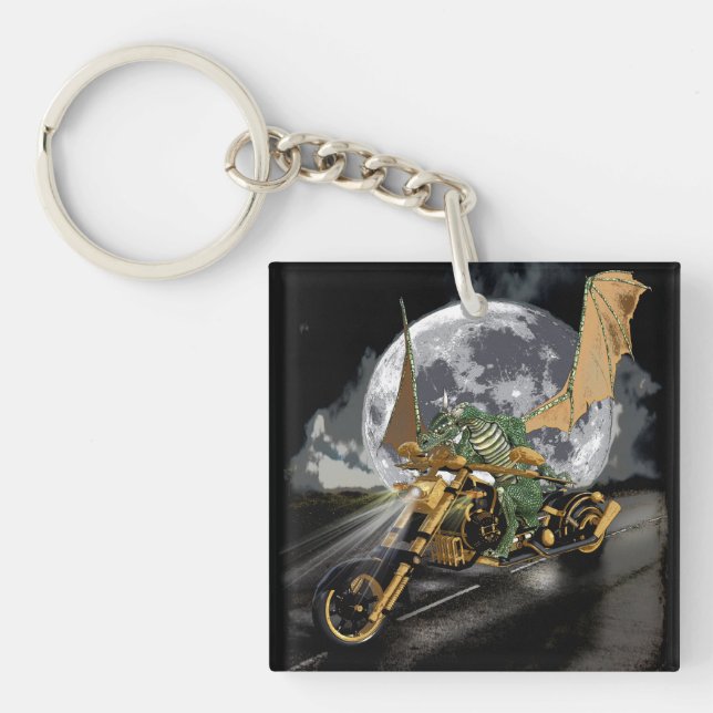 Porte-clefs Dessin Dragon et Imaginaire Lune (Devant)