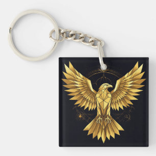 Porte-clefs 🦅 Dessin géométrique d'aigle doré pour un style a