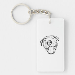 Porte-clefs dessin pitbull simple amoureux des chiens noir bla