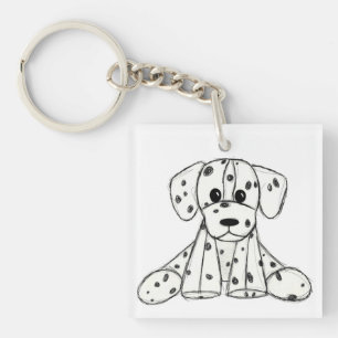 Porte-clefs Dessin simple de contour de chien en peluche dalma
