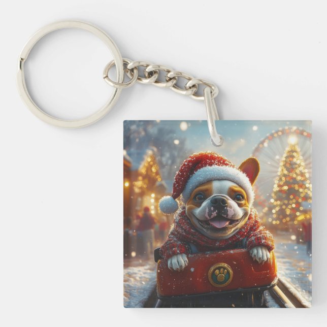 Porte-clefs Dessous de verre à rouleaux pour chien Bull Terrie (Devant)