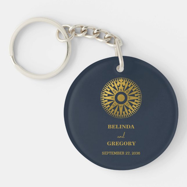 Porte-clefs Destination Mariage Passeport Compass Mariage Fave (Devant)