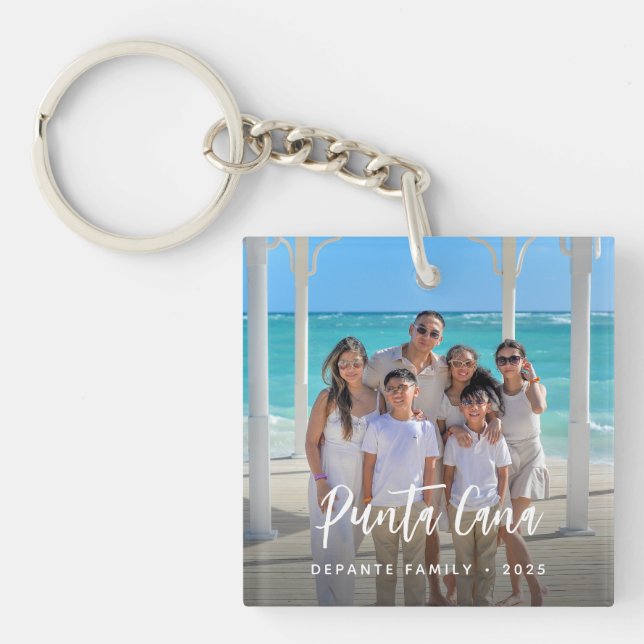 Porte-clefs Destination photo de vacances familiales personnal (Devant)