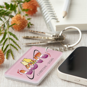 Porte-clefs Deux chats amoureux Coucher de soleil Drapeau lesb