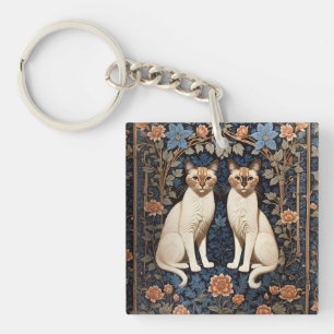 Porte-clefs Deux chats siamois William Morris Inspiré