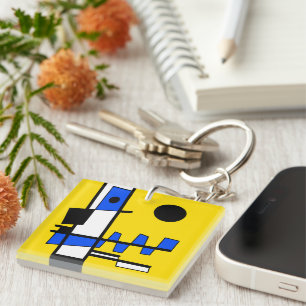 Porte-clefs Deux Faces De L'ethnicité Jaune Bleu Noir Blanc