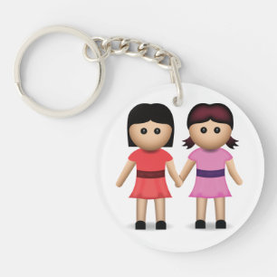 Porte-clefs Deux femmes tenant des mains Emoji