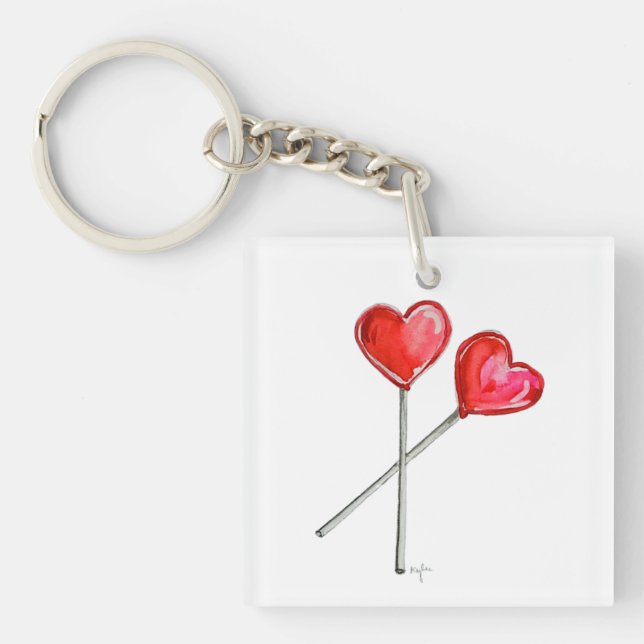 Porte-clefs Deux Lollies Coeurs (Devant)