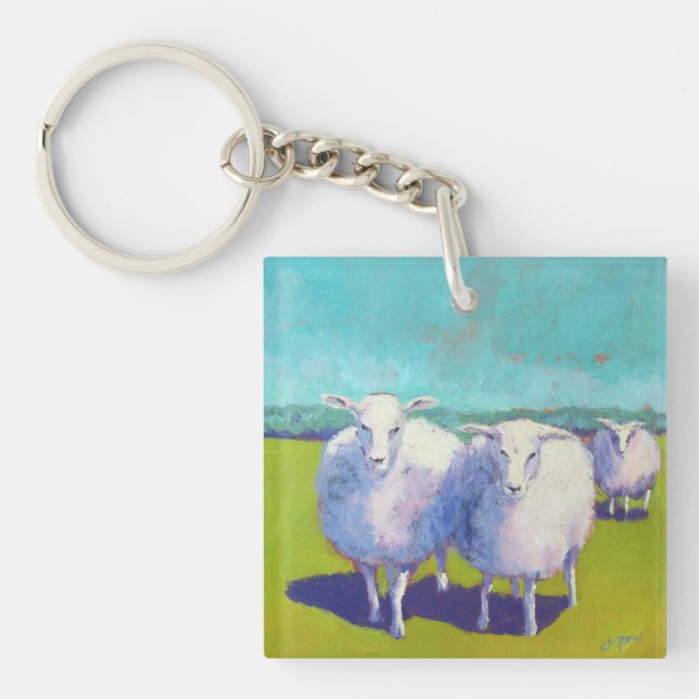 Porte-clefs Deux Moutons En Champ (Devant)