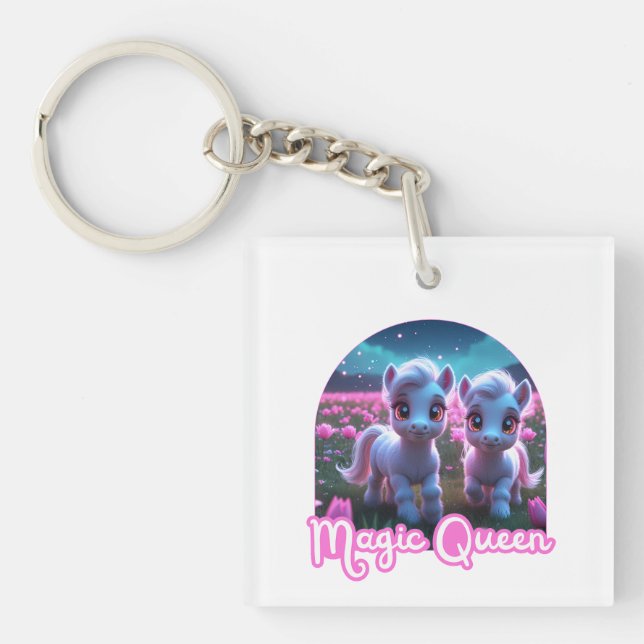 Porte-clefs Deux petits poneys mignons (Devant)