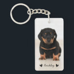Porte-clefs Deux photos personnalisées des Coeurs mignons mode<br><div class="desc">Ce porte - clé photo amusant compte 2 modèles photo (un à l'avant et un à l'arrière), ainsi que deux modèles texte pour la personnalisation! Utilisez la même photo à l'avant et au dos ou mélangez-la un peu avec 2 photos différentes... ou peut-être aimeriez-vous présenter 2 animaux de compagnie différents...</div>