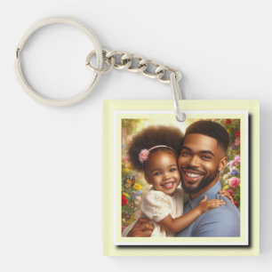 Porte-clefs Deux photos personnalisées sur le cadre jaune