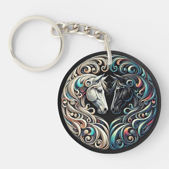 Porte-clefs Deux têtes de cheval se faisant face (Devant)
