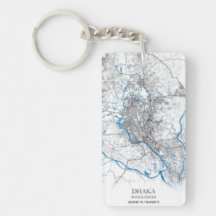 Porte-clefs Dhaka Bangladesh City Map Voyage Simple Minimal