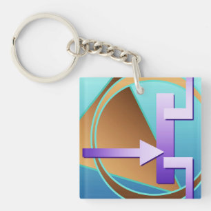 Porte-clefs "Diagramme de circuit" imprimé art numérique, turq