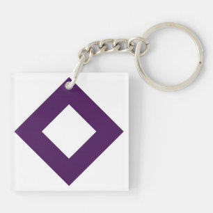 Porte-clefs Diamant blanc, Bordure pourpre gras