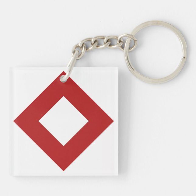 Porte-clefs Diamant blanc, Bordure rouge gras (Dos)