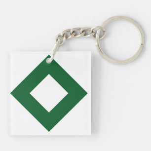 Porte-clefs Diamant blanc, Bordure vert gras