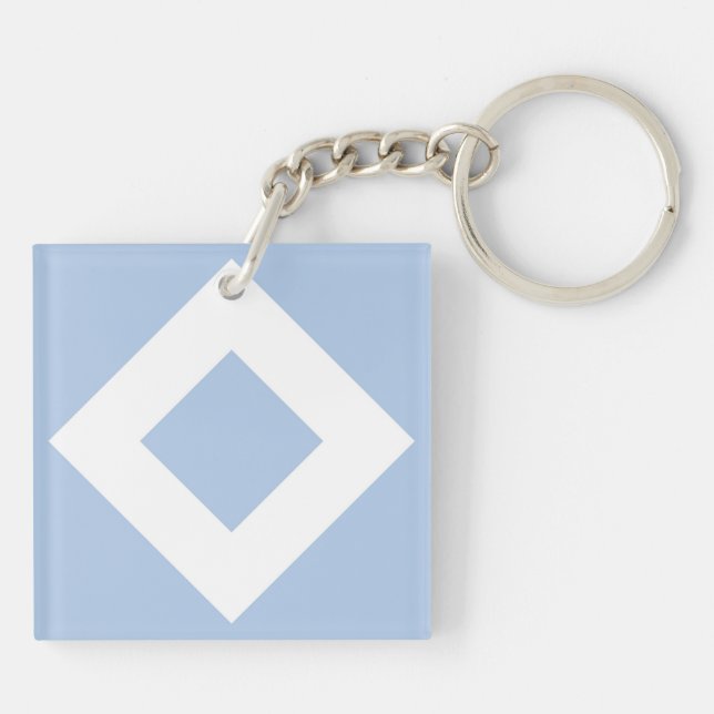 Porte-clefs Diamant bleu pâle, Bordure blanche gras (Dos)