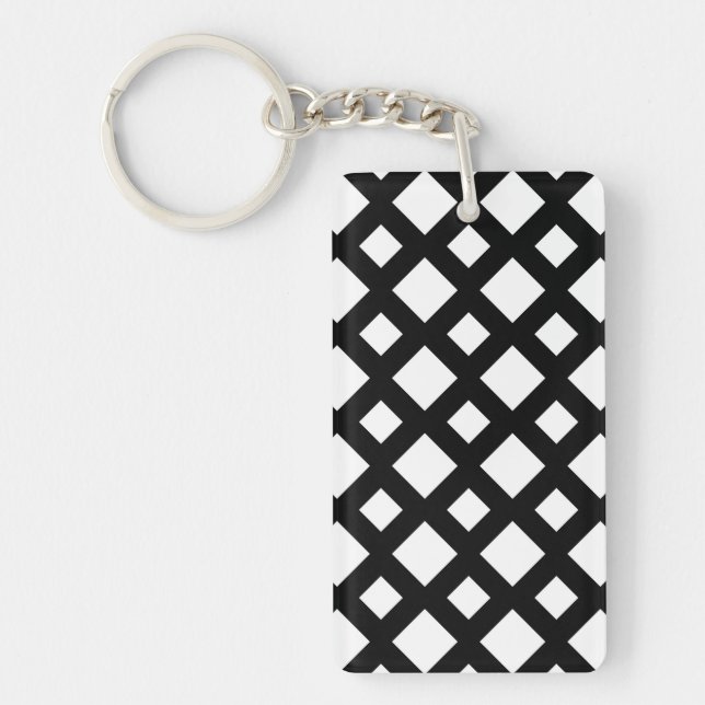 Porte-clefs Diamants blancs sur noir (Devant)