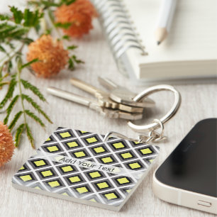 Porte-clefs Diamants d'ikat gris foncé, noir, jaune par STaylo