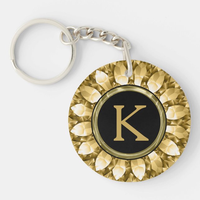 Porte-clefs Diamants d'or Mandala Monogramme (Devant)