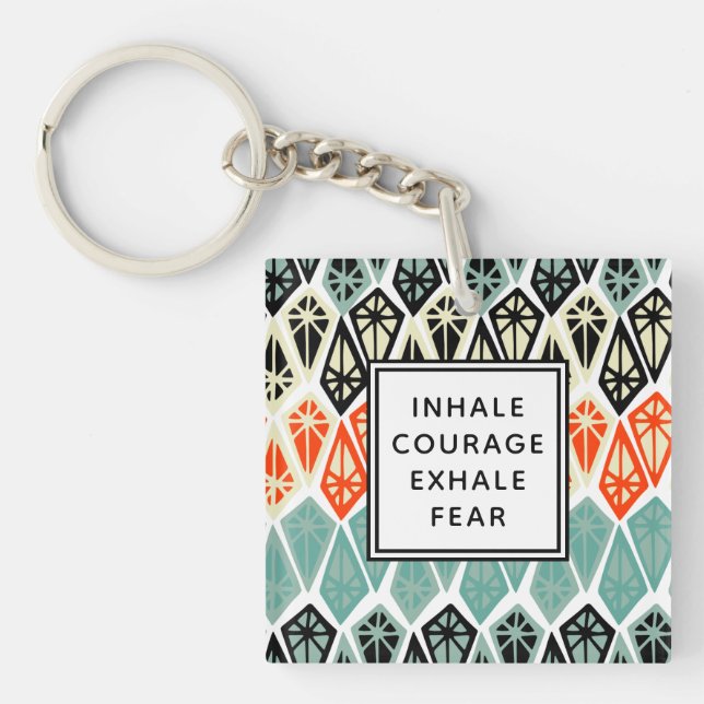 Porte-clefs Diamond Motif Inhale Courage Exhale Peur (Devant)
