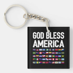 Porte-clefs Dieu Bénisse l'Amérique Fierté Latino Tous les Pay