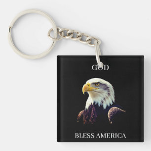 Porte-clefs Dieu Bénisse l'Amérique – Force Patriotique avec F