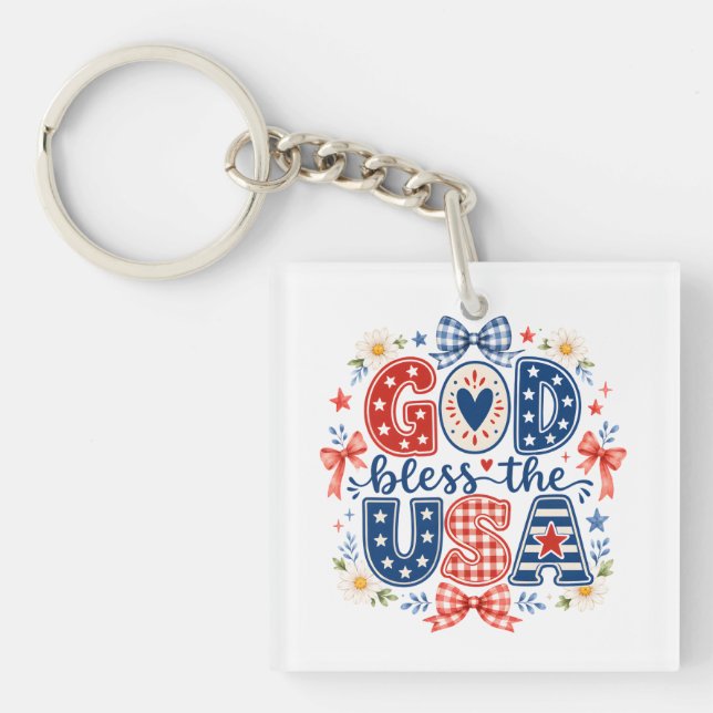 Porte-clefs Dieu bénisse les États-Unis (Devant)