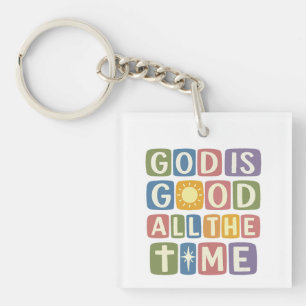 Porte-clefs Dieu est bon tout le temps Rétro foi