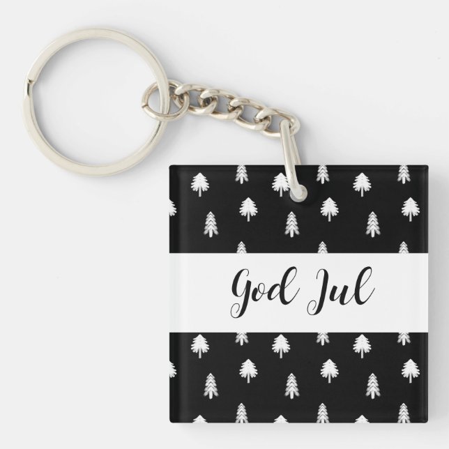 Porte-clefs Dieu Jul Noël Cadeau noir scandinave motif (Devant)
