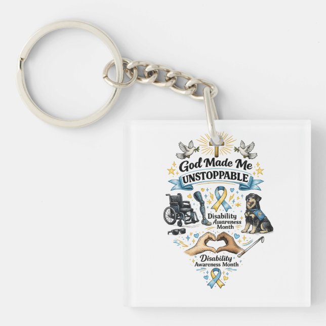 Porte-clefs Dieu m'a rendu imparable – Lundi de sensibilisatio (Devant)